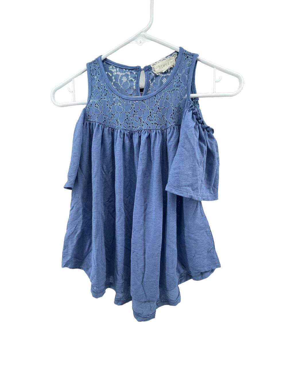 B'Tween Girls Blue Lace Cold Shoulder Blouse Youth Size 10